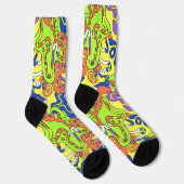 Chaussette Motif de labyrinthe abstrait néon (Droite)