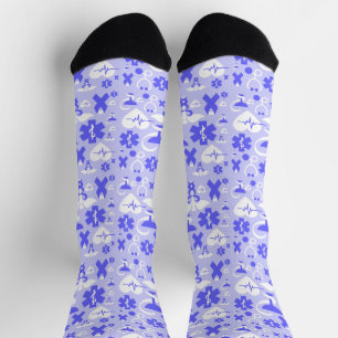 Chaussette Motif de l'élément pharmacie bleu blanc