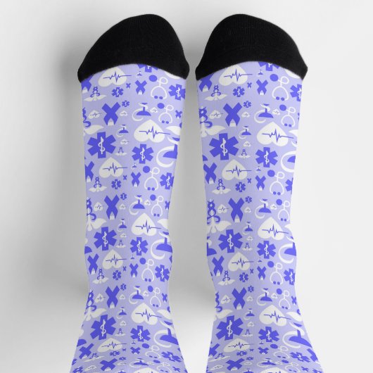 Chaussette Motif de l'élément pharmacie bleu blanc (Haut)