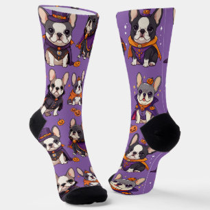 Chaussette Motif de l'halloween Bulldog français mignon