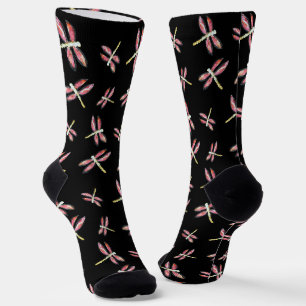 Chaussette Motif de libellule rose volante