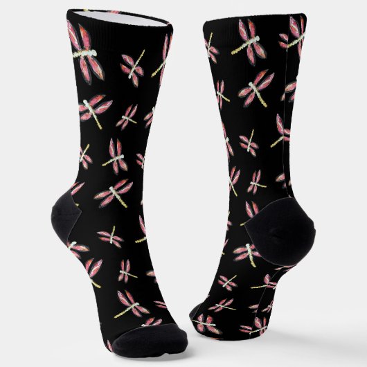 Chaussette Motif de libellule rose volante (Angulaire)