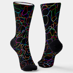Chaussette Motif de ligne incurvée multicolore néon -COOL