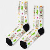 Chaussette Motif De Llamas, Cute Llamas, Alpacas, Cactus (Gauche)