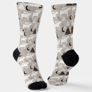 Chaussette Motif de l'ours de bois du mignon Doodland