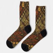 Chaussette Motif de luxe d'Afrique ethnique - tons marron (Gauche)
