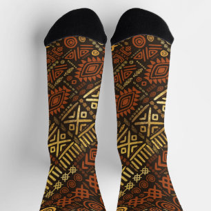 Chaussette Motif de luxe d'Afrique ethnique - tons marron