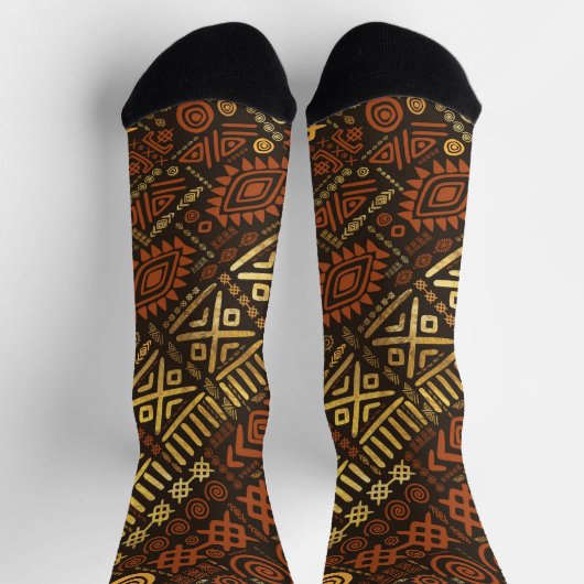 Chaussette Motif de luxe d'Afrique ethnique - tons marron (Haut)