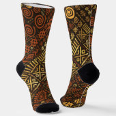Chaussette Motif de luxe d'Afrique ethnique - tons marron (Angulaire)