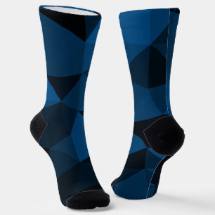 Chaussette Motif de maillage géométrique bleu foncé et noir