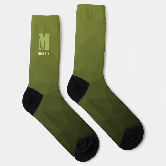 Chaussette Motif de maillage géométrique d'olive verte de l'a (Droite)