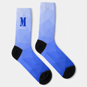 Chaussette Motif de maille géométrique bleu foncé Monogramme