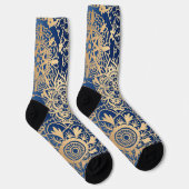 Chaussette Motif de mandala bleu et or (Droite)