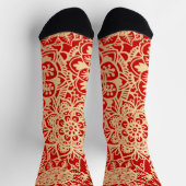 Chaussette Motif de mandala rouge et or (Haut)