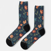 Chaussette Motif de marguerite orange Prairie de minuit (Gauche)