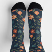 Chaussette Motif de marguerite orange Prairie de minuit (Haut)