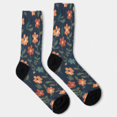 Chaussette Motif de marguerite orange Prairie de minuit (Droite)