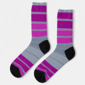 Chaussette Motif de mode gris rayé violet (Gauche)