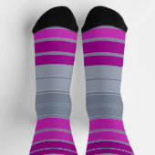 Chaussette Motif de mode gris rayé violet (Haut)