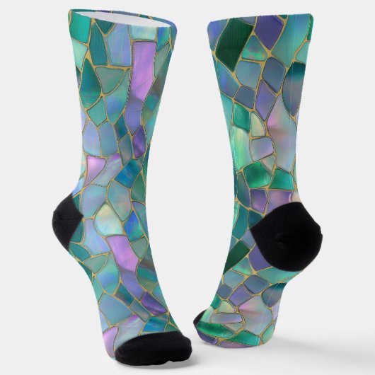 Chaussette Motif de mosaïque en verre coloré pastel (Angulaire)