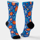 Chaussette Motif de Noël bleu (Angulaire)
