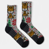 Chaussette Motif de Noël classique avec ornement en gris (Droite)