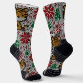 Chaussette Motif de Noël classique avec ornement en gris (Angulaire)