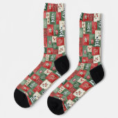 Chaussette Motif de Noël en patchwork de campagne (Gauche)