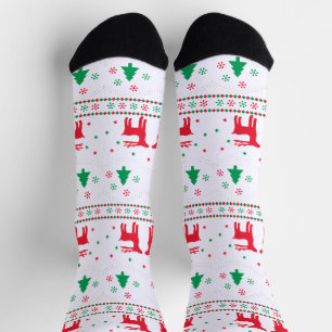 Chaussette Motif de Noël mignon avec rennes et sapin de Noël