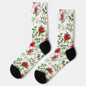 Chaussette Motif de Noël Poinsettia (Gauche)