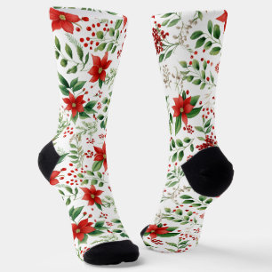 Chaussette Motif de Noël Poinsettia