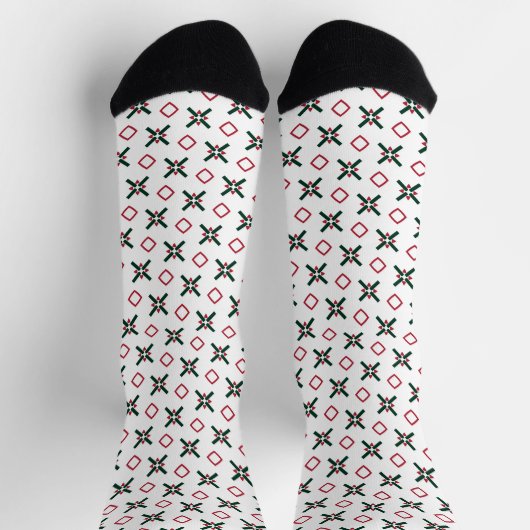 Chaussette Motif de Noël Rouge Blanc et Vert (Haut)