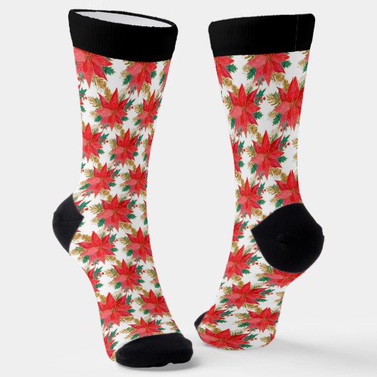 Chaussette Motif de Noël rouge et or (Angulaire)