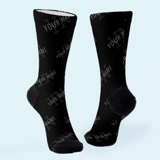 Chaussette Motif de nom de très gris foncé et de monogramme n