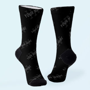 Chaussette Motif de nom en monogramme gris très foncé et noir