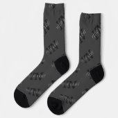 Chaussette Motif de nom et monogramme gris (Gauche)