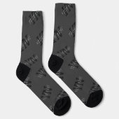 Chaussette Motif de nom et monogramme gris (Droite)