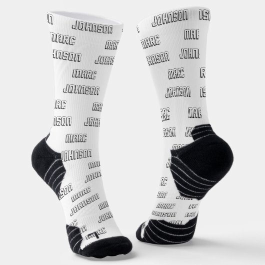 Chaussette Motif de nom personnalisé moderne Chaussettes noir (Angulaire)