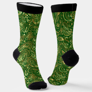 Chaussette Motif de paisley vintage or et vert