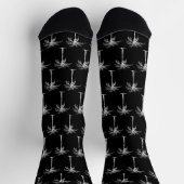 Chaussette Motif de palmier blanc tropical noir (Haut)