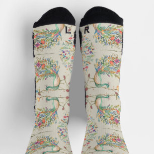 Chaussette Motif de paon, Belles Chaussettes Florales Tropica