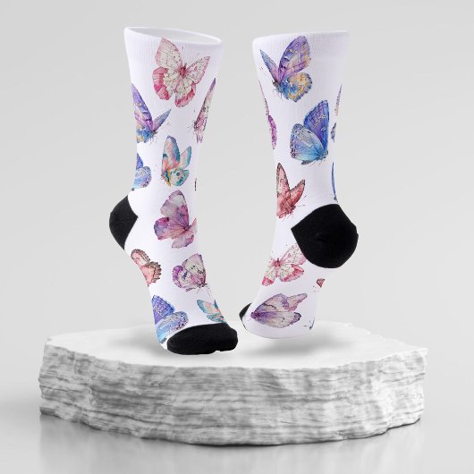 Chaussette Motif de papillon couleur aquarelle