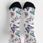 Chaussette Motif de papillons colorés rétro. (Haut)