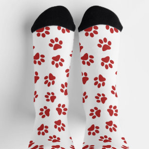 Chaussette Motif de pattes, pattes de chien, pattes rouges