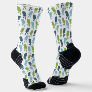 Chaussette Motif de pickleball vert et bleu