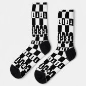 Chaussette Motif de pièces d'échecs - noir et blanc (Gauche)