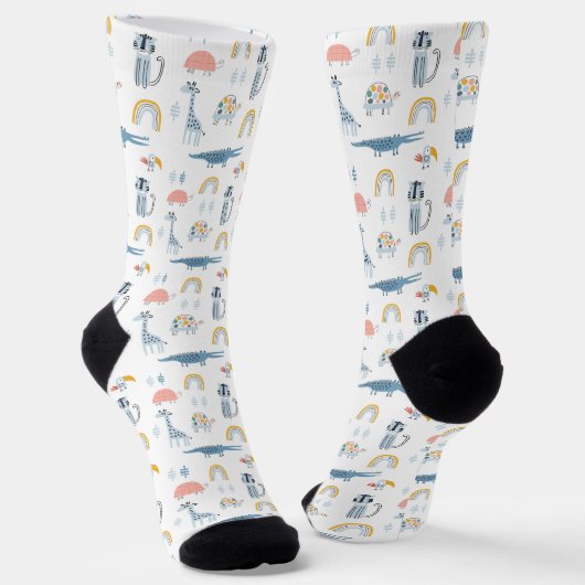 Chaussette Motif de plaisir animal Doodle (Angulaire)