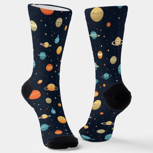 Chaussette Motif de planète spatiale colorée (Angulaire)
