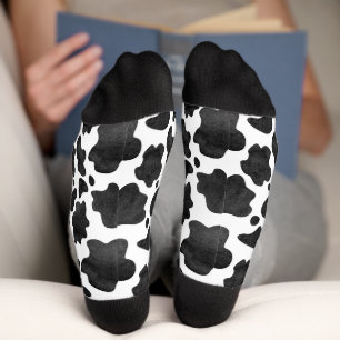 Chaussette Motif de points de vache Poster de animal noir et