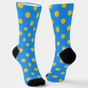 Chaussette Motif de points jaunes sur fond bleu